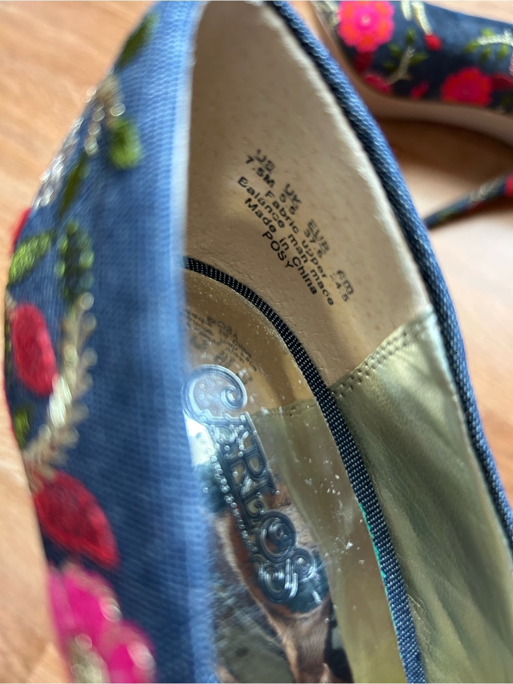 Carlos Santana Heels Pointed Toe Navy Floral W7.5 - Picture 4 of 6